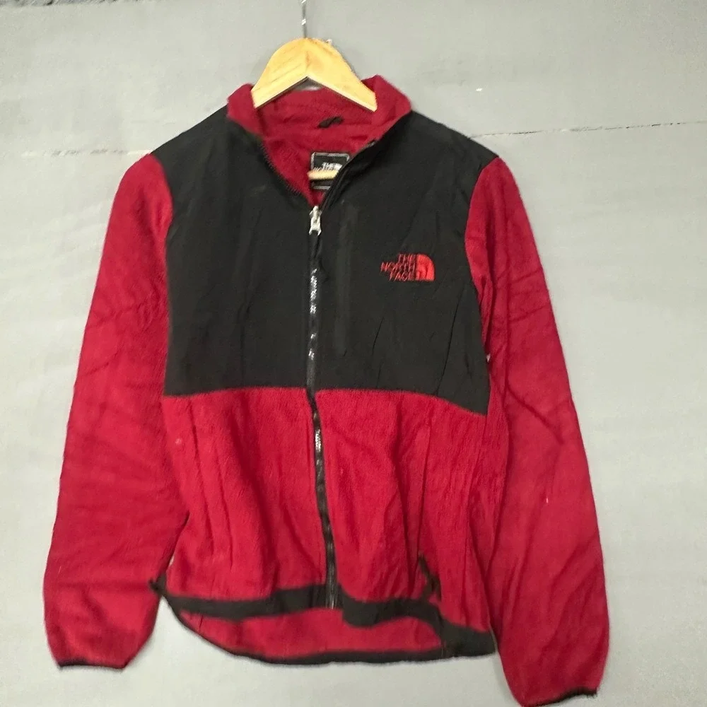 The North Face Mens Denali Full Zip Fleece Jacket Red Black‎ Mock Neck Medium